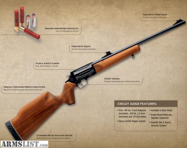 ARMSLIST - For Sale: Rossi/Taurus Circuit Judge .45LC/410 shot gun