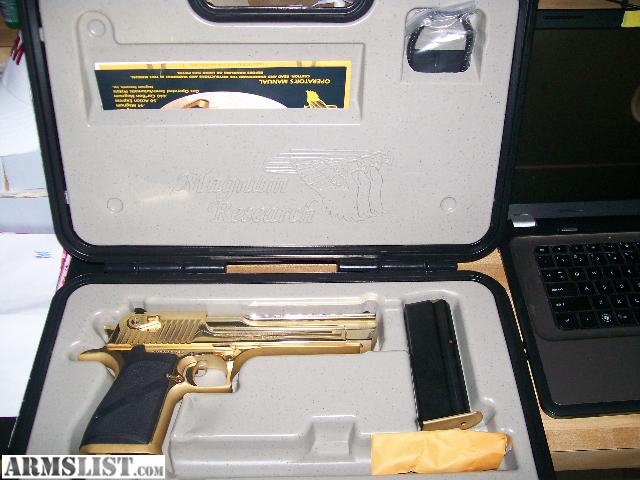 MAGNUM RESEARCH MK XIX 24K GOLD PLATED DESERT EAGLE 50AE  PISTOL for sale in category Magnum Research Pistols offered by Bizarre Guns.