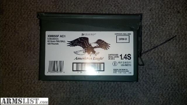 For Sale: 420rds American Eagle 5.56 XM855F 62gr FMJ Light Armor ...