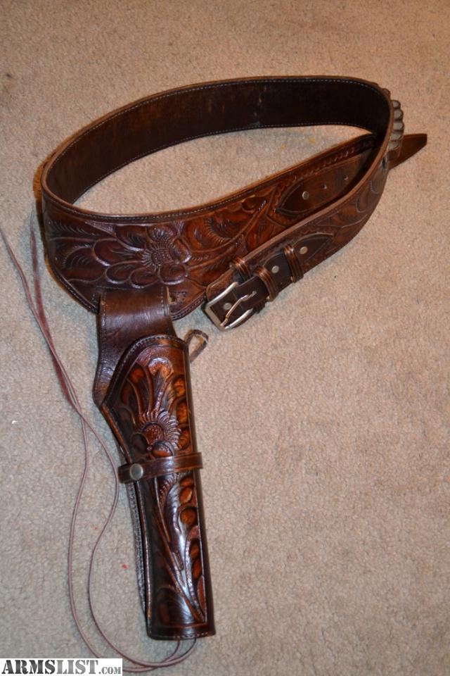 Armslist For Sale Western Leather Six Gun Hand Tooled Holster And Belt 5232