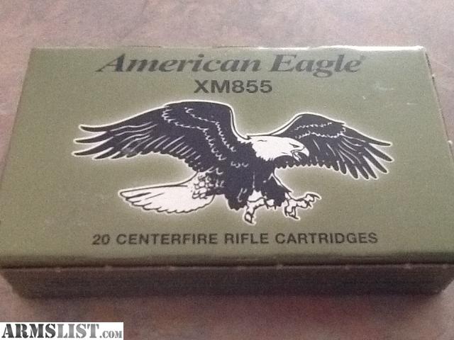 have 5 boxs of American eagle xm855 5.56 62 grain ammo. This are ...