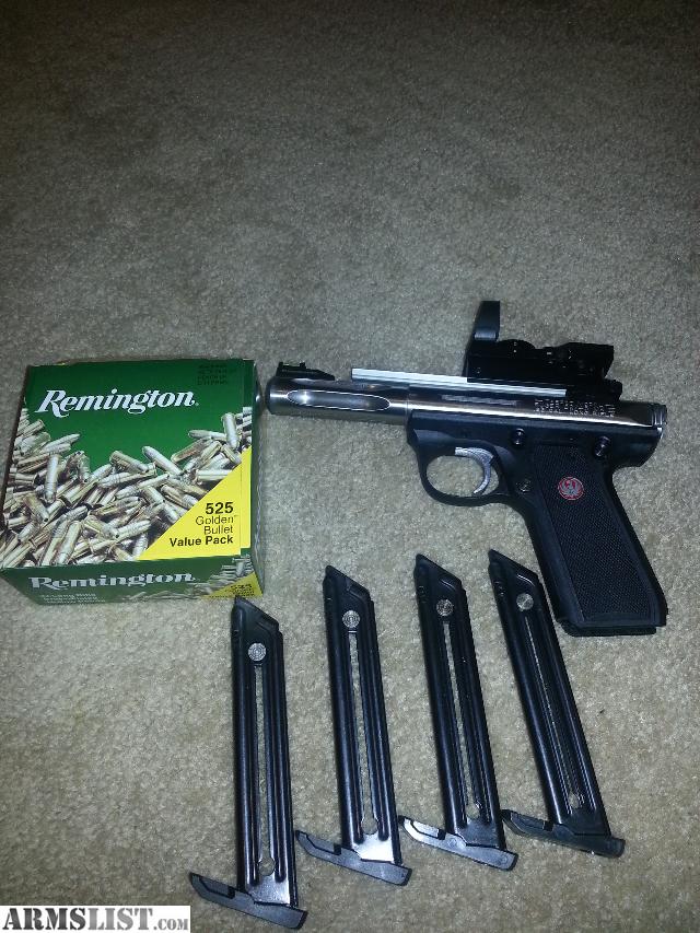 LIKE NEW RUGER WITH BOX TOTAL OF 4 CLIPS AND REFLEX SIGHT AND FLUTED ...