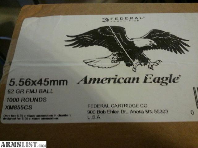 ... - For SaleTrade: American Eagle 5.56x45mm 62 GR FMJ BALL XM855CS