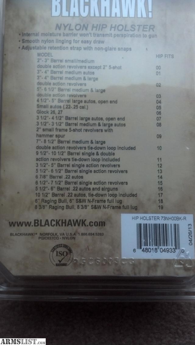 Blackhawk Holster Size Chart