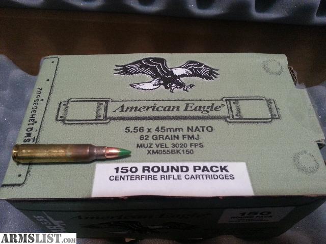 ... - For Sale: 150 rounds American Eagle 5.56 62gr XM855 green tip fmj