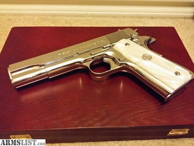 Armslist For Sale 1950 Colt 1911 Nickel With Mother Of Pearl Grips 0242