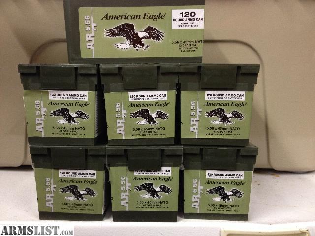 American Eagle 5.56x45  223 ammo, 62 grain XM855 in boxes of 120 for ...