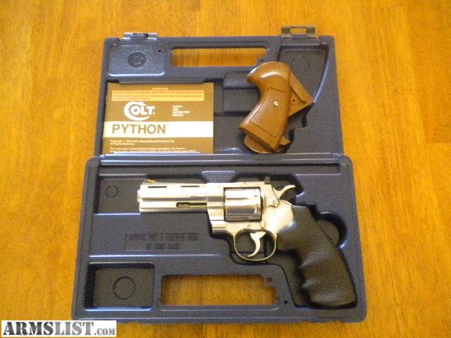 ARMSLIST - For Sale: COLT PYTHON, STAINLESS, 4 INCH BARREL, NIB