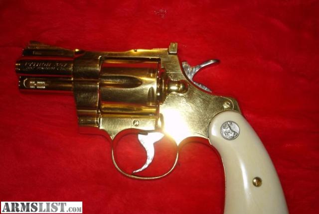 ARMSLIST - For Sale: Gold Plated Colt Python 35